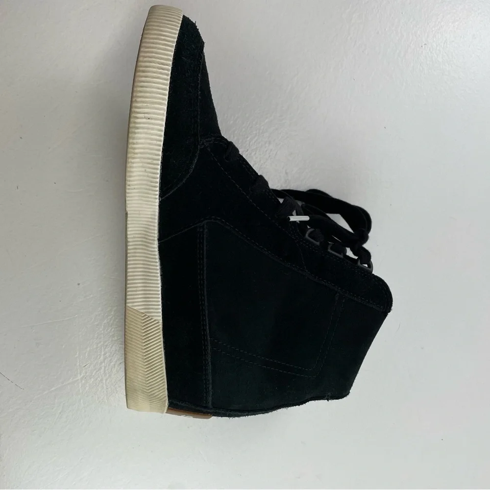 Sorel Out N‎ About Wedge Bootie Womens 8.5 Black Sea Salt Suede